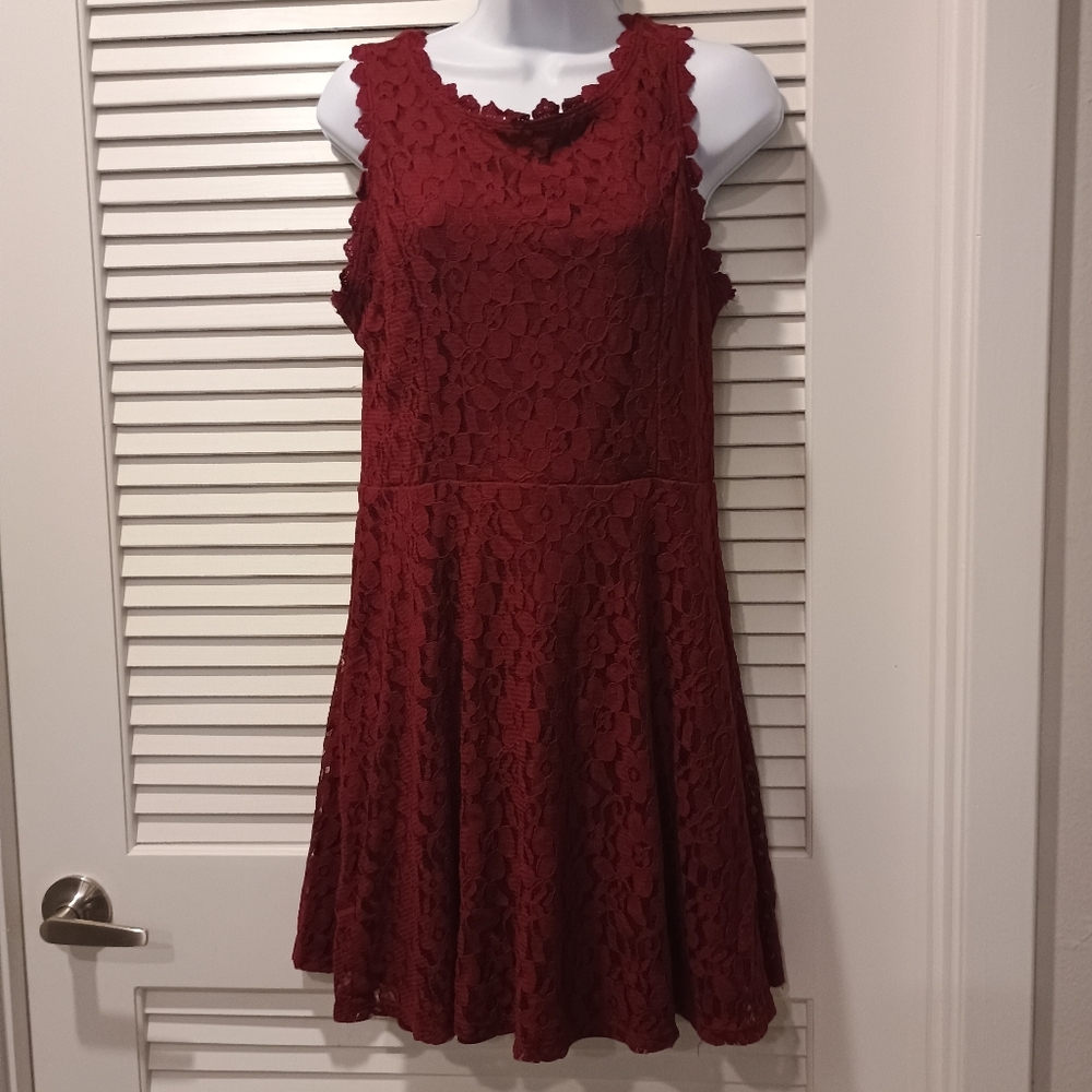 Lily Rose Elegant Red Lace Mini Dress Size XL